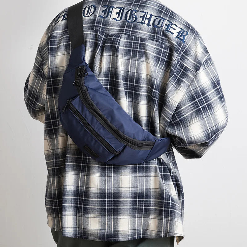 Men S Chest Bag Made Oxford Fabric Casual Fashionable Waist Bag Waterproof Outdoor Sports Crossbody