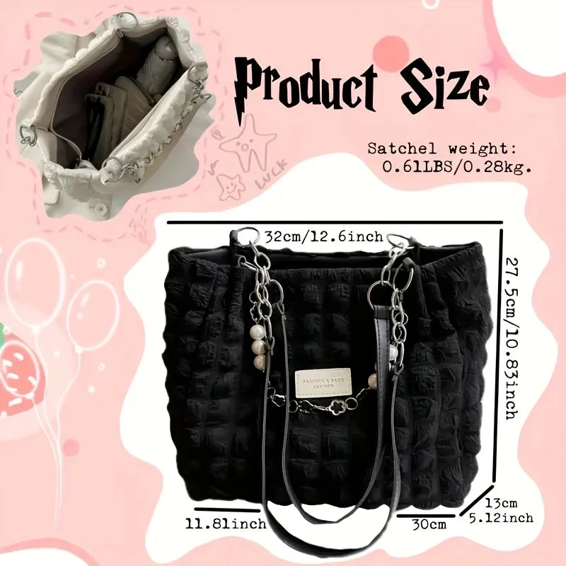 Large Capacity Cloud Tote Bag – Quilted Nylon Women's Shoulder Bag