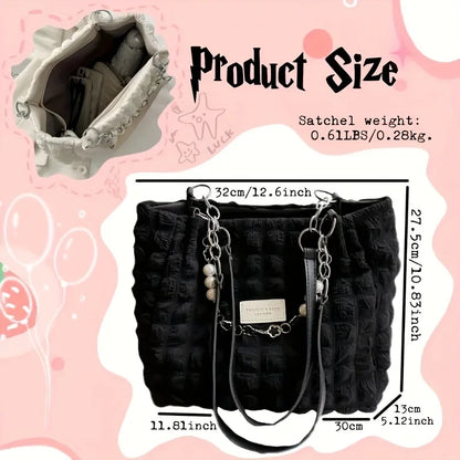 Large Capacity Cloud Tote Bag – Quilted Nylon Women's Shoulder Bag