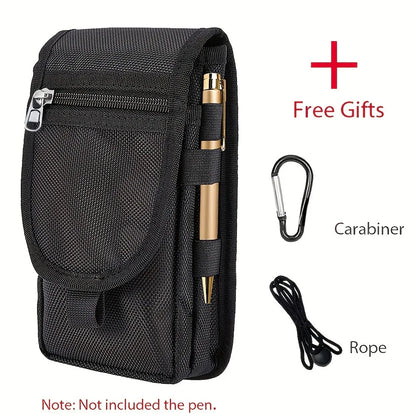 Outdoor Leisure Nylon Wear-Resistant Waist Bag Three Compartments Mobile Phone Storage