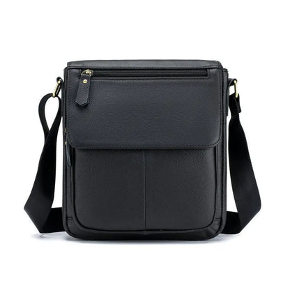 Head Layer Cowhine Retro Cover Type Diagonal Cross Bag Commuting Large Capacity Real Leather Men S