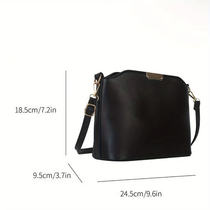 Minimalist Crossbody Bag Stylish Metal Decor Bucket Bag Simple Shoulder Bag Women Luxury