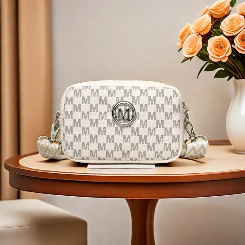 M Pattern Crossbody Bag for Women | Retro Monogram Purse