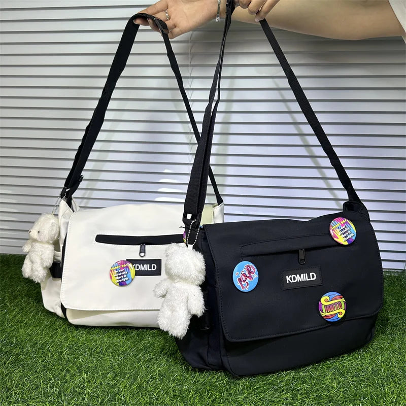 Waterproof Oxford Crossbody Messenger Bag with Badge