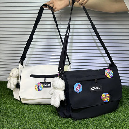 Waterproof Oxford Crossbody Messenger Bag with Badge