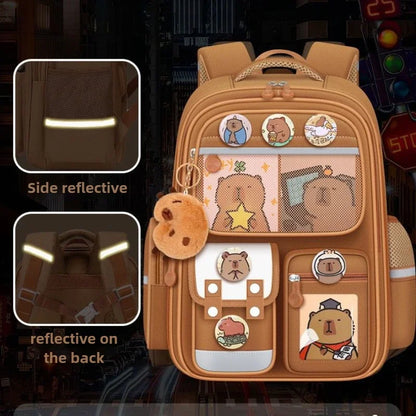 Capybara Children Backpack Waterproof Student Schoolbag Large Capacity Alleviate Burden School Bag