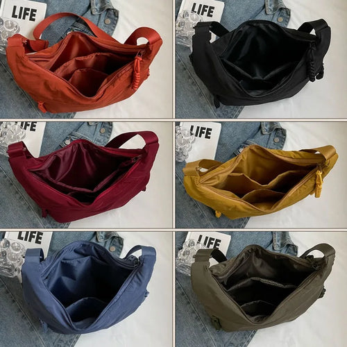 Nylon Crescent Crossbody Bag for Women – Lightweight & Large Capacity