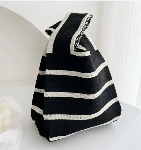 Graphic Knit Wrist Bag Mini Tote for Women