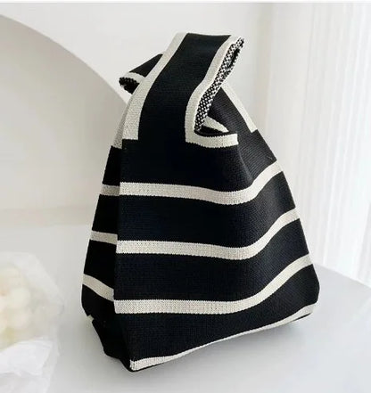 Graphic Knit Wrist Bag Mini Tote for Women