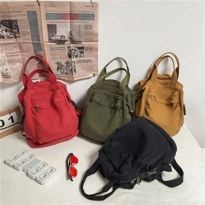 Canvas Backpack for Women Convertible Rucksack with Top Handle