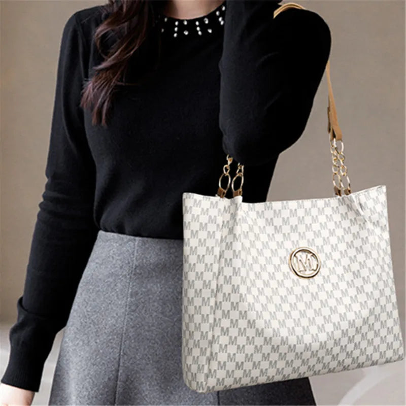 Monogram Tote Bag – Large Capacity Shoulder Bag for Women