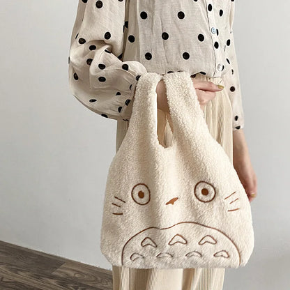 Fashionable Soft Cute Plush Tote Bag Ins Leisure Walking Bag Large Capacity Bag - Soft