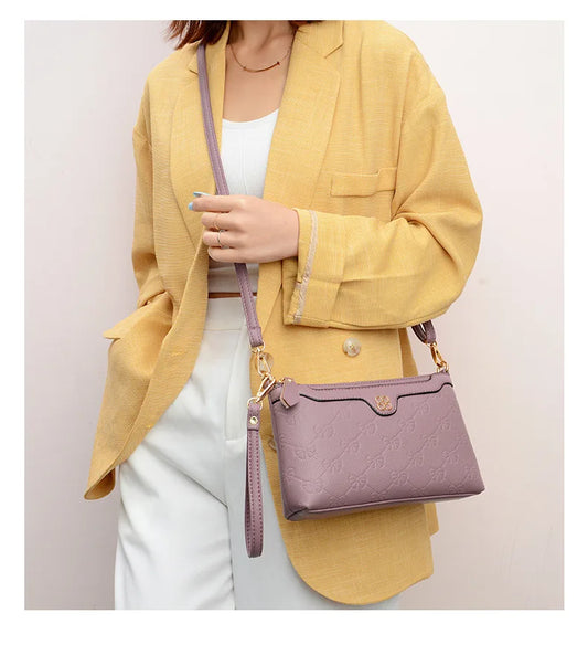 Zipper Clutch Bag Women Square Texture Fashionable Large-Capacity Single-Shoulder Crossbody Bag