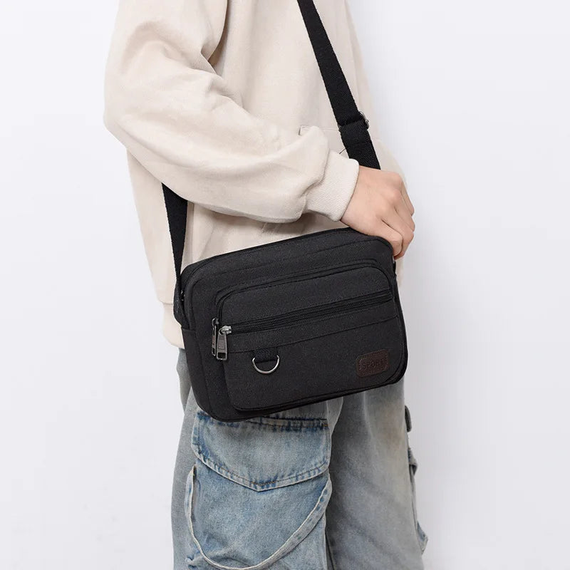 Fashionable Canvas Wear-Resistant Tool Single-Shoulder Crossbody Bag Large-Capacity Casual Men S