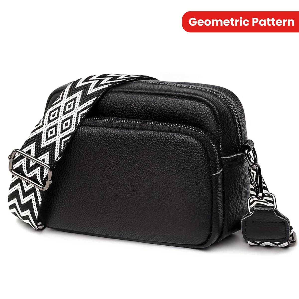 Leather Crossbody Bag – Geometric Strap Shoulder Bag for Women