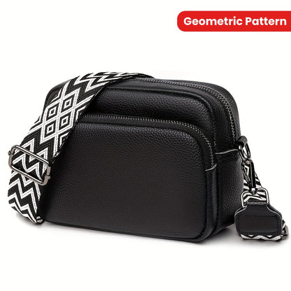 Leather Crossbody Bag – Geometric Strap Shoulder Bag for Women