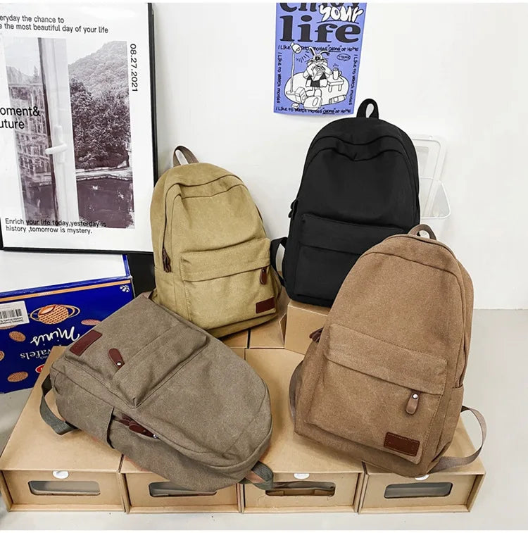 Casual Canvas Backpack Large-Capacity Computer Storage