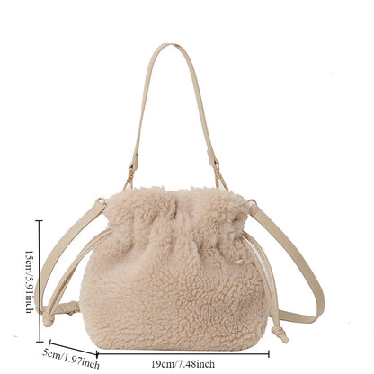 Large Capacity Plush Bag Female Fall Winter Hairy Handheld Shoulder Slanting Cross Furry Simple
