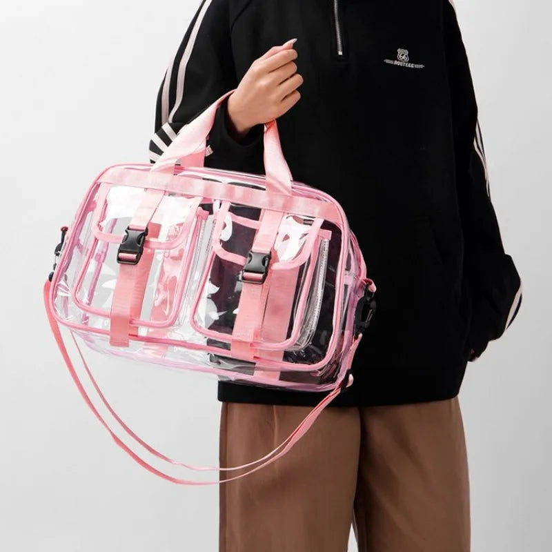 Clear Crossbody Beach Bag – Large Capacity Transparent Jelly Tote