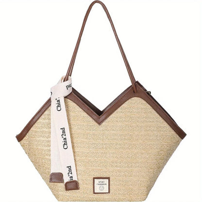 Straw Woven Beach Tote Bag – Women's Lightweight Shoulder Handbag