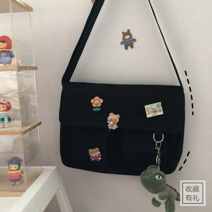 Cute Canvas Messenger Bag for Women – Kawaii Printed Shoulder Satchel
