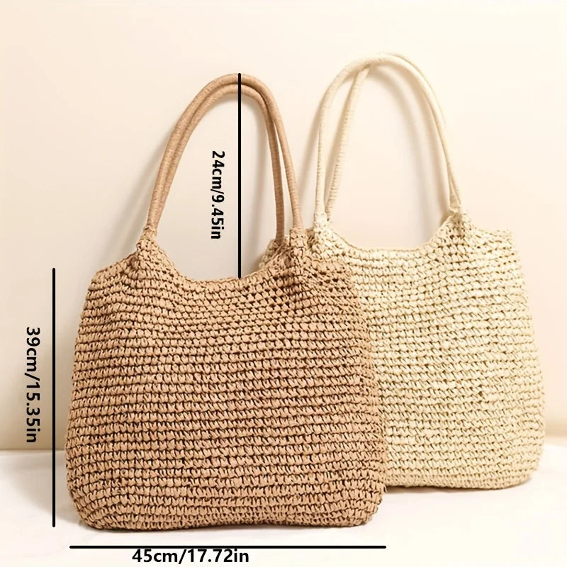 Straw Tote Bag for Women – Large Capacity Beach Shoulder Bag