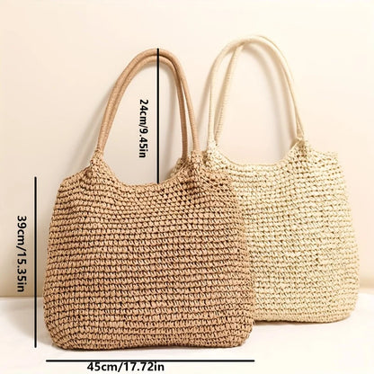 Straw Tote Bag for Women – Large Capacity Beach Shoulder Bag