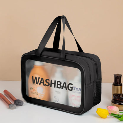 Homefish Large Capacity Transparent Dry Wet Separation Double-Layer Washbag Frosted Travel Portable