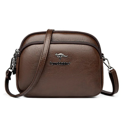 Faux Leather Crossbody Bag for Women – Multi-Zip Shoulder Purse