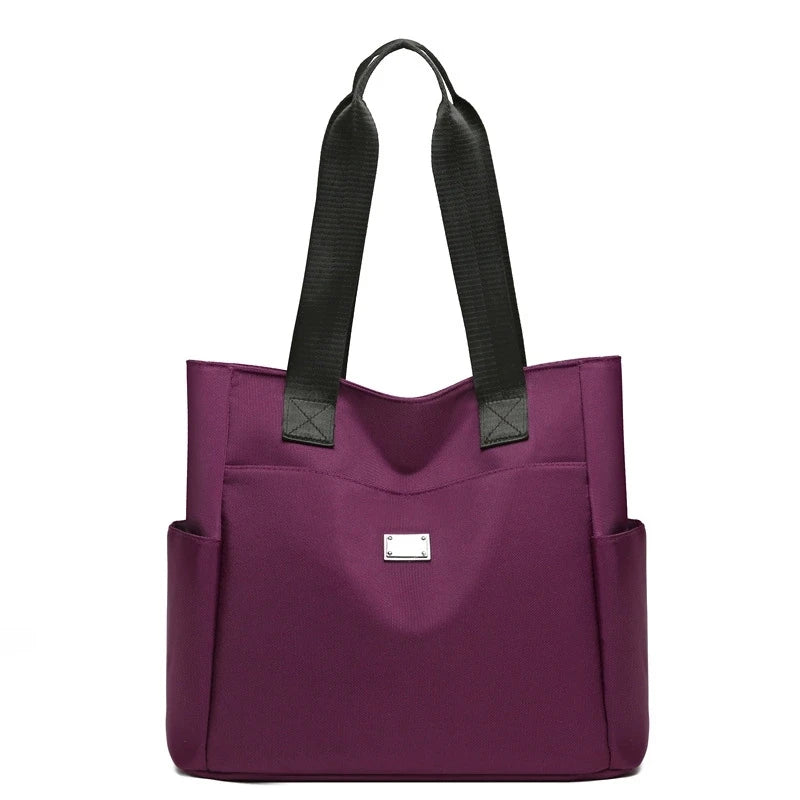 Women's Nylon Tote Bag with Multi-Pocket & Zipper Closure