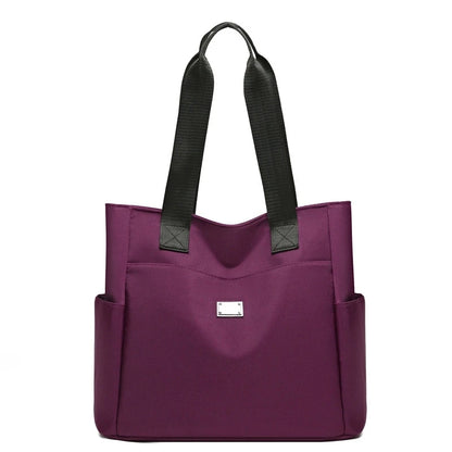 Women's Nylon Tote Bag with Multi-Pocket & Zipper Closure