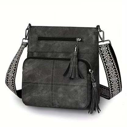 Chic Distressed Texture Crossbody Purse Adjustable Printed Strap