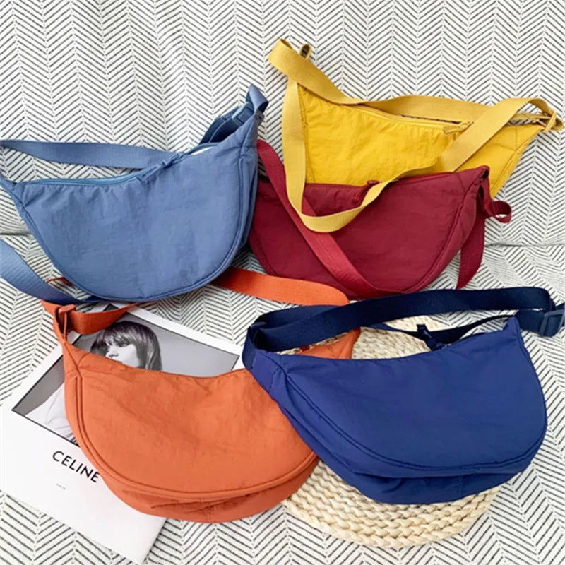 Nylon Crescent Crossbody Bag – Women's Lightweight Hobo Shoulder Bag