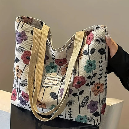 Floral Corduroy Tote Bag – Bohemian Women's Shoulder Shopper