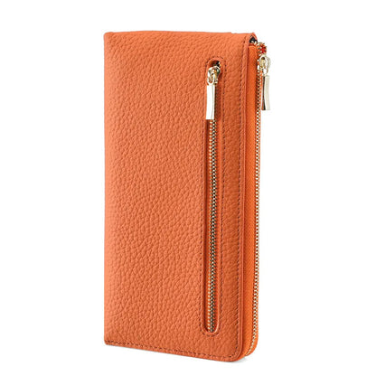 Thin Light Zipper Wallet Leather Women S Wallet Long Rfid Anti-Theft Brush
