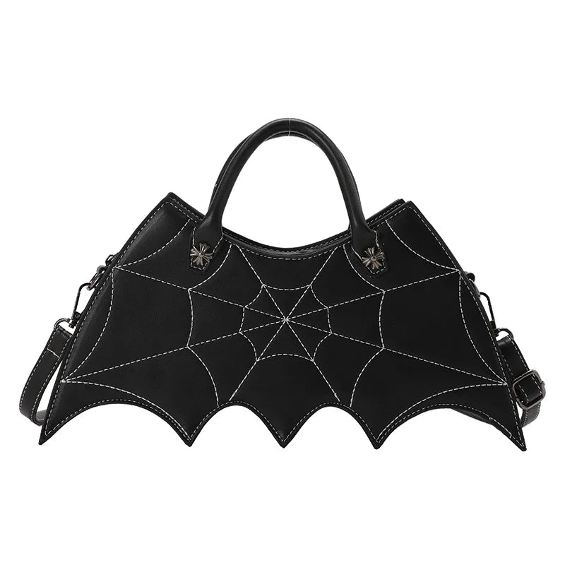 Bat-Shaped PU Leather Crossbody Handbag – Gothic Halloween Shoulder Bag for Women