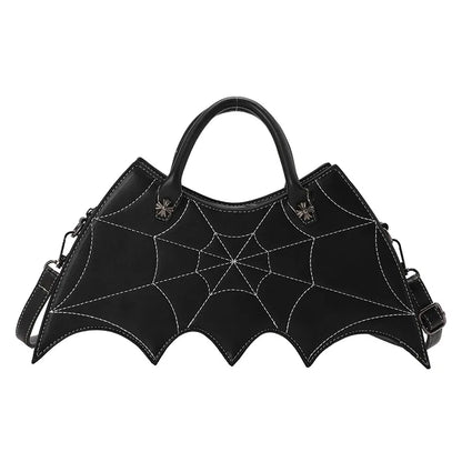 Bat-Shaped PU Leather Crossbody Handbag – Gothic Halloween Shoulder Bag for Women