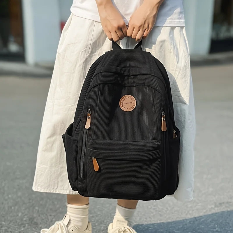 Women's Corduroy Backpack – Large Capacity Casual Daypack