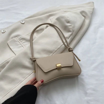 Stylish Versatile Shoulder Underarm Bag Simple Metal Buckle Handbag Messengerbag
