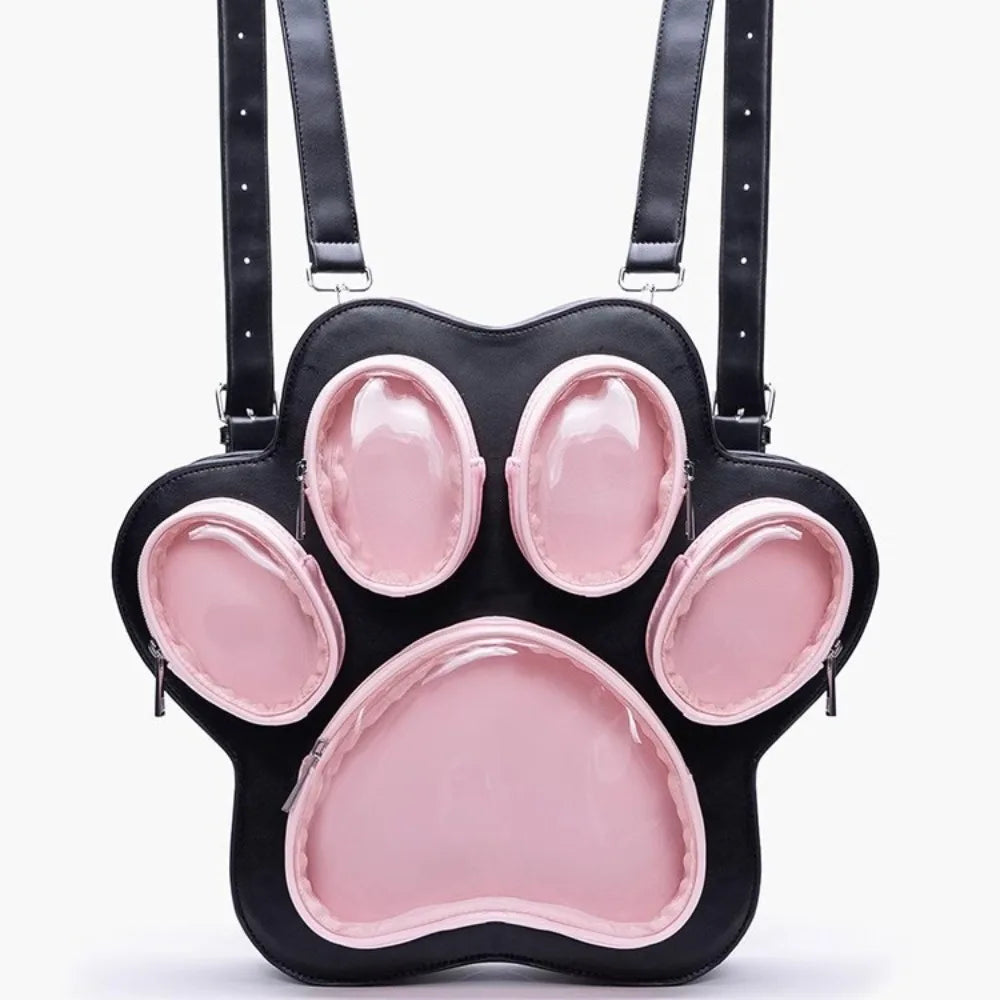 Sweet Cute Cat Paw Ita Bag Ladies Multi Layer Large Capacity Backpack Women Color Black Shoulder