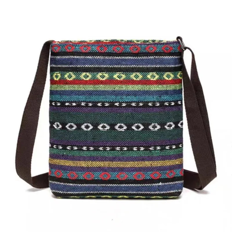 Embroidered Canvas Crossbody Bag – Cute Animal Print Shoulder Bag
