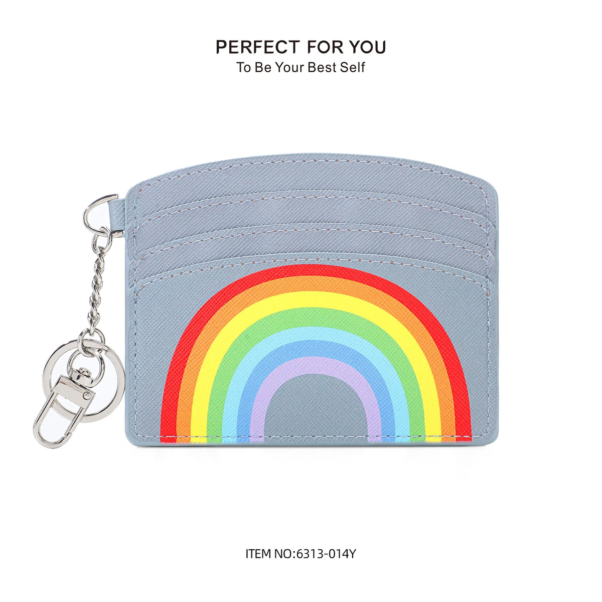 Keychain Waist-Hung Card Case Ladies Multi-Slot Large-Capacity Lightweight Slim Rainbow Card Holder