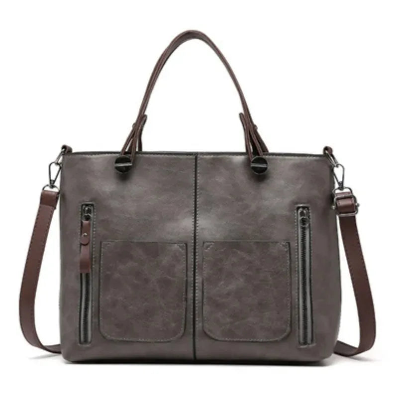 Large Capacity Tote Bag European American Retro Leather Women S Handbag