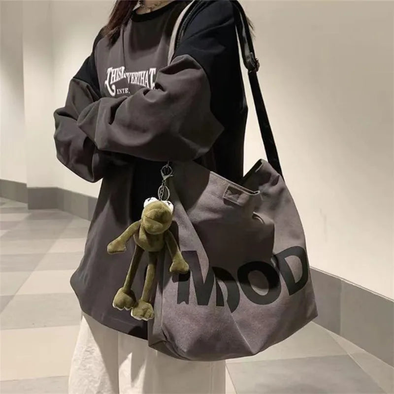 Canvas Hobo Shoulder Bag with Wide Strap – Casual Tote Handbag