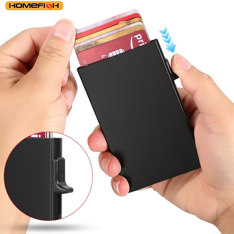 Homefish Portable Metal Card Holder Slim Mini Wallet