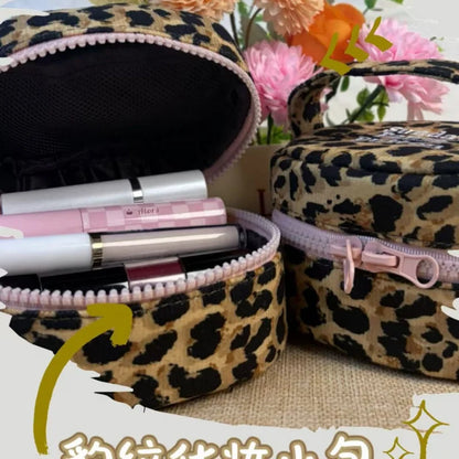 Coin Purseleopard Print Small Square Box Three-Dimensional Makeup Bag - Waterproof