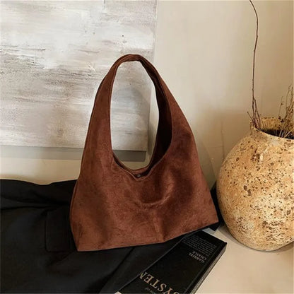 Suede Tote Bag for Women – Large Capacity Faux Suede Shoulder Handbag