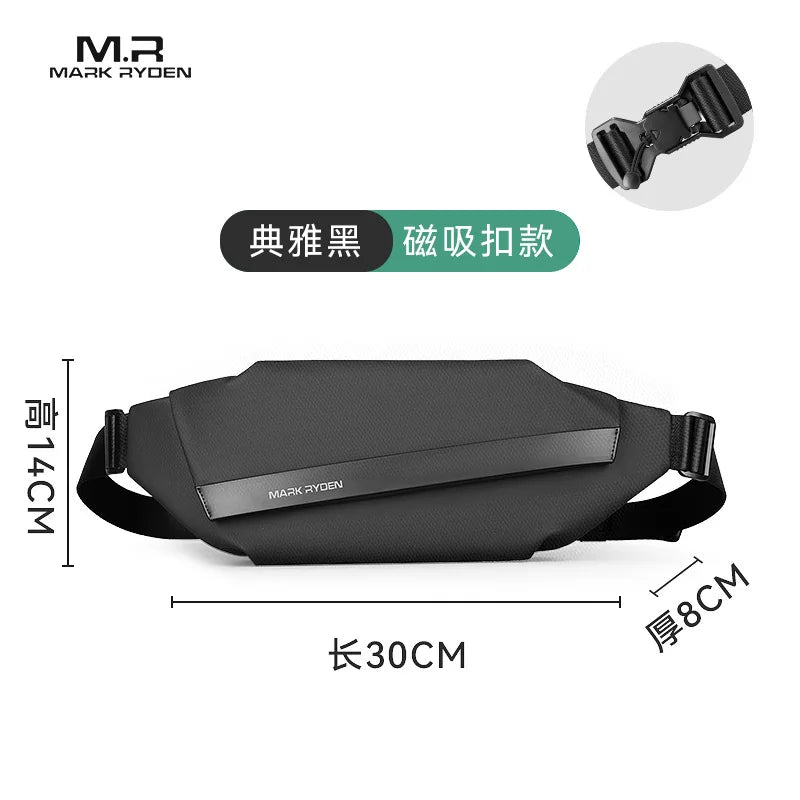 Men S Large Capacity Waterproof Crossbody Bag Multi-Functional Sports Leisure Magnetic Suction Clasp