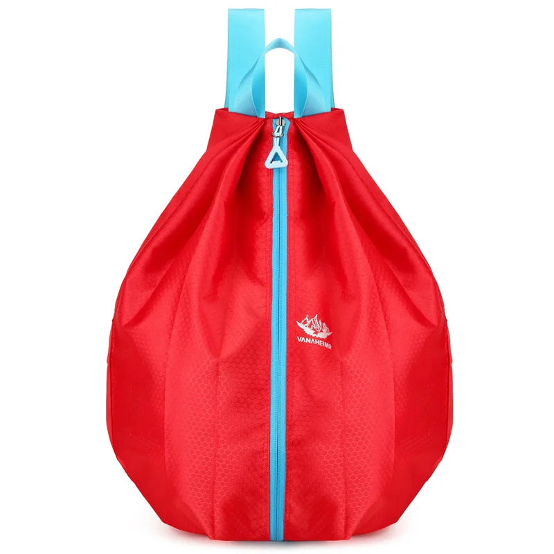Folding Shoulder Sports Backpack Middle Zipper Outdoor Travel Portable Anti-Spill