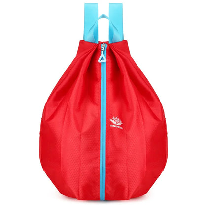 Folding Shoulder Sports Backpack Middle Zipper Outdoor Travel Portable Anti-Spill